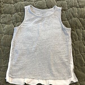 LOFT Gray and White Tank Tops Versatile Sleeveless Design